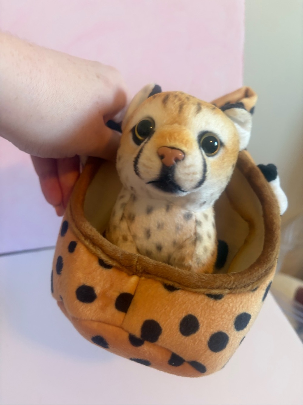 Cute small 5-8” cheetah cub plush with nest
